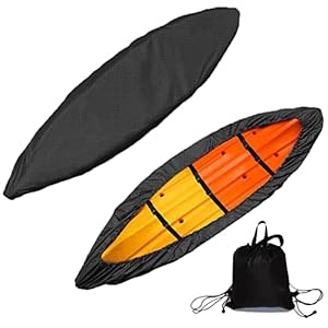 Kajak Opberghoes, Universele Kajak Boothoezen Waterdicht 420D Oxford Verstelbare kajakhoezen met bevestigingsriem Kajakaccessoires voor buiten,zwart,5.1to5.5m