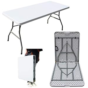 5ft Folding Table Plastic Trestle Heavy Duty for Garden Camping BBQ Dining Picnic Patio Party Catering Buffet White with…