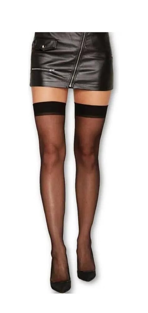Knee Length Nylon Cotton Stockings for Women and Girls, Black, Thigh High Hosiery-image-43