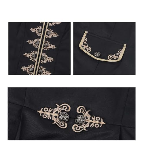 Mens Vintage Goth Long Steampunk Jacket Halloween Medieval Victorian Frock Coat Long Sleeve Stand Collar Trench Coats3