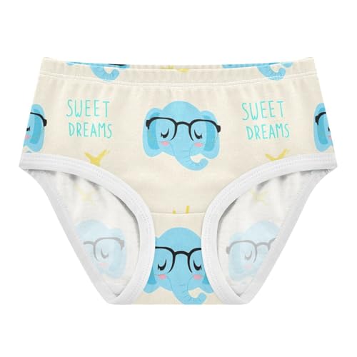 Cute Blue Cartoon Elephant Beige Toddler Girls Underwear 2t Cotton Girl Panties Cute Fun Kids Briefs Undies