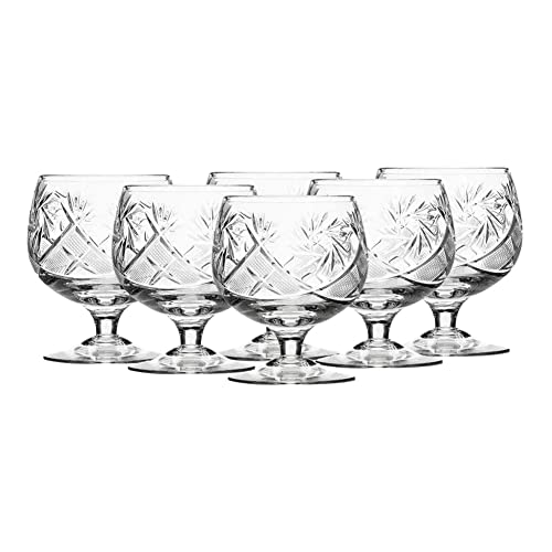 Russian Cut Crystal Cognac Snifters 300Ml/10Oz Hand Made Set Of 6 #TOP6