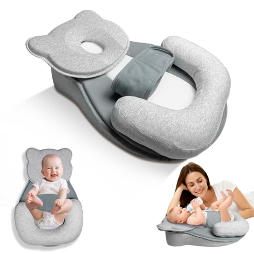 Donpemu Reflux Pillow for Baby Baby Lounger Pillow for Infant Support Cushion Reflux Breastfeeding Pillow Babies Feeding Support Pillow for Reducing Spit-Up with Safety Strap