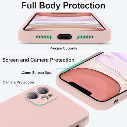 Image of DIZORO Square Candy Liquid Silicone Case iPhone Case Cover for iPhone 11 (6.1 inch), All Cube Series with Microfiber Lining (Pink)
