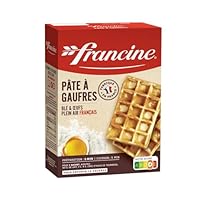 Préparation pour Gaufres croustillantes à l'extérieur et moelleuses à cœur, pour réussir de délicieuses gaufres dorées à coup sûr — 1 sachet = environ 10 gaufres. Ingrédients : Farine de BLE, farine de riz, sucre, poudre à lever, E330-E450-E500, ŒUFS...
