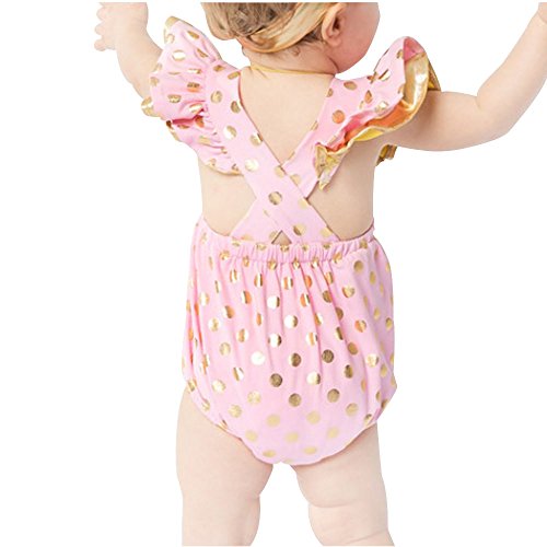 Ding Dong Baby Girl Summer Princess Gold Dots Sleeveless Romper+Headband2