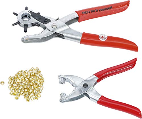 BGS Diy 75840 | Perforadora giratoria y juego de alicates perforadores para ojales | 102 piezas