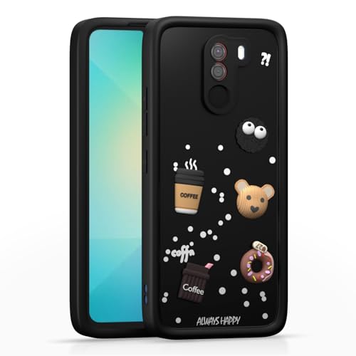Image of Pikkme Back Cover for Poco F1 | 3D Cartoon Silicone Case Cute & Fun Full Protective Bumper Cover (Black)