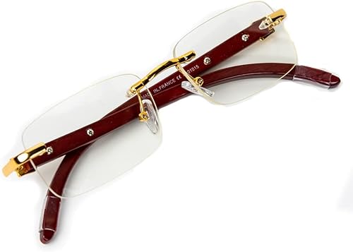 Miniatura 4 de Lentes de estilo hip hop para hombre estilo retro con montura dorada sin montura