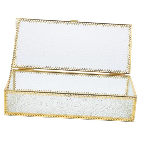 CHILDWEET Caja joyero de cristal joyero vintage Alhajero vintage Alhajero decorativo Alhajer elegantemente soportes encima organizador de exhibición de joyas soporte cosmético Vidrio Golden