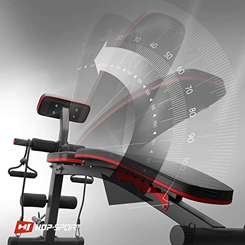 Hop-Sport Multifunctionele Halterbank HS-1035 Fitnessbank met Curlpult, Verstelbare Trainingsbank in Uniek Design met Dikke Bekleding, Perfect voor Bankdrukken of Training van het Hele Lichaam - Image 6