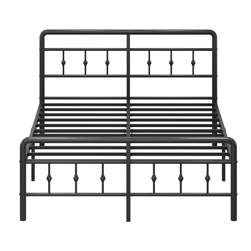 Miniatura 9 de Emoda Cama Matrimonio 150x190 Con Cabecero Y Piecero, Marco De Cama De Matel Altura 36cm Con Almacenamiento Debajo De La Cama, Fácil Montaje, Libre De Ruidos, Negro