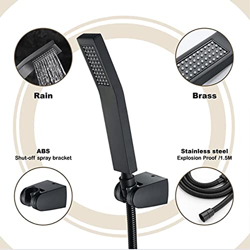 Regadera manual universal de latón estilo moderno negra 2 pcs miniatura 5