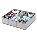 mDesign Soft Fabric 9 Section Dresser Drawer and Closet Storage Organizer for Child/Kids Room, Nursery, Playroom - Divided Large Organizer Bin - Herringbone Print with Solid Trim - Gray