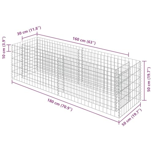 Lit surélevé en gabion robuste avec finitions en acier galvanisé