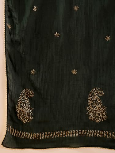 Image of Vaamsi Women's Viscose Rayon Yoke Design Embroidered Anarkali Kurta Pant With Dupatta Set