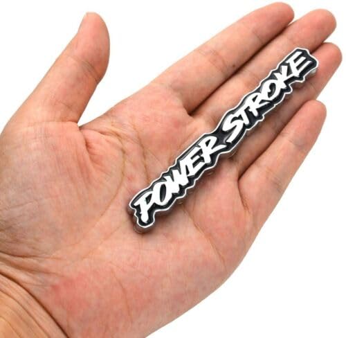 Autotrends Car 3D Power Stroke Logo Aluminium Alloy Metal Emblem Badge Sticker Decal Sport Racing Event Gift (Chrome Black)