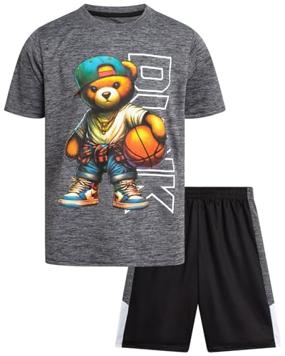 Image of Pro Athlete Active Boys Short Sets - 2 Piece Performance Crewneck Short Sleeve T-Shirt and Shorts Boys Athletic Sets (8-16)