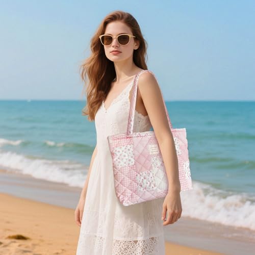 Image of Sunwel Fashion Top Zipper Floral Quilted Bag Small Tote Bag for Women
