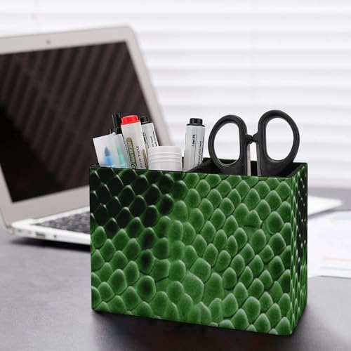 Porte-stylo en cuir organiseur de bureau vert à double compartiment - 6