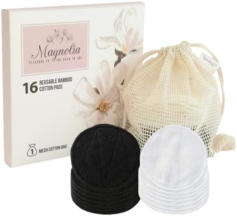 Magnolia Cotton Bamboo Reusable Makeup Pads  Multipurpose Bamboo Reusable Cotton Face Pads  Natural & Organic  Eco-Friendly Makeup Remover Exfoliating Round Pads  Pack of 16 with Mesh Laundry Bag