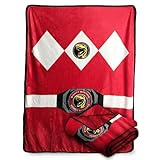 Power Rangers Red Ranger Fleece Throw Blanket 45 × 60 in – Ultra‑Soft Silk‑Touch Polyester, Bold Mighty Morphin Helmet Art, Lightweight Warm Couch & Camping Blanket, Official Hasbro Gift