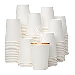 YEEHAW 8 oz 300 Pack Disposable Paper Coffee Cups, White Hot Cups for Hot Beverage Drinkings, Ideal for Cafes, Bistros, Businesses and Family