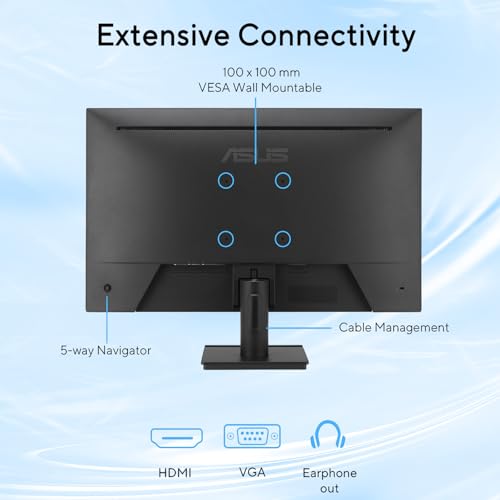 Image of ASUS 27 inch FHD IPS Gaming Monitor, 120Hz, 1ms MPRT, Adaptive-Sync, 99% sRGB, Eye Care, Frameless, HDMI, VGA, Low Blue Light, Flicker Free, Wall Mountable, Tilt Adjustment, for Business and Gaming, Black