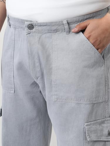 Image of Urbano Plus Men Mid Rise Loose Baggy Fit Cargo Jeans with 6 Pockets Non-Stretchable