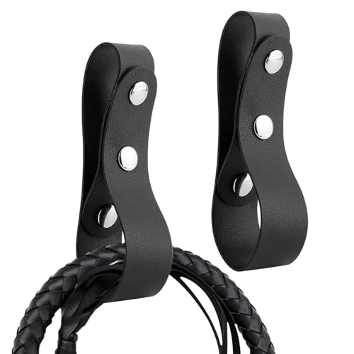 2 pcs Equestrian Whip Holster Belt Loop, Soft PU Leather Belt Whips Holder Bullwhip Whip Loop with 2 Snaps for Lasso Rope/Horse Riding Whips/Crops Belt/Clothing Accessories(Color:Black)