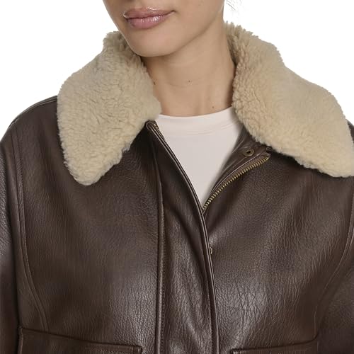 Levi's Women's Relaxed Faux Leather Aviator Jacket with Removable Sherpa Collar2