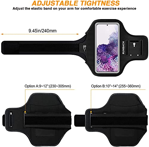 Galaxy S8+/S9+/S10+/S20+ Armband,Runbach Sweatproof Running Exercise Gym Bag With Key Holder And Card Slot For Samsung Galaxy Phones(Black) #TOP2