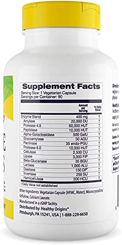 Healthy Origins Digestive Enzymes (NEC) Broad Spectrum - with Protease, Amylase & Lipase - Gluten-Free Digestion and Gut Health Supplement - 90 Veggie Capsules - Image 3