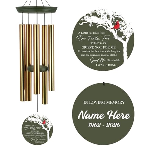 Image of ASTARIN Wind Chimes Outdoor for The Loss of Mom Dad, Personalized Customized WindChimes for Loss of Loved One, Memorial Wind Chime as Sympathy Gift, Home Garden Patio Decor, 36''(Produced in Texas)