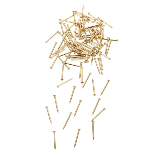 KICHOUSE 100 Pcs 1.2x1.5mm Pure Copper Nails Decorative Furniture Fringe Nails Gold Antique Copper Bronze for DIY Projects