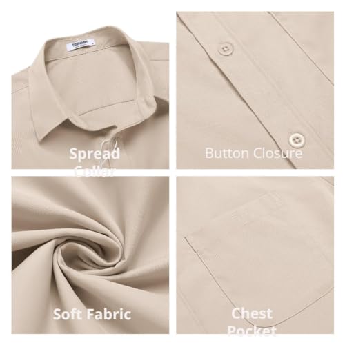 Image of COOFANDY Mens Short Sleeve Casual Button Down Shirts Summer Untucked Dress Shirts with Pocket