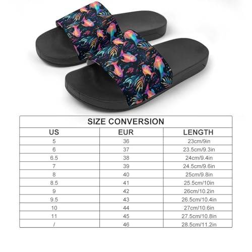 Neon Rainbow Fish House Sandals Non-Slip Bathroom Slippers Beach Summer Shoes for Men Women2
