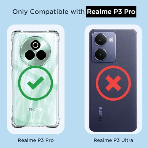 Image of Amazon Basics Back Cover for Realme P3 Pro 5G PC + TPU Clear Transparent Raised Edges Shockproof Protective Phone Bumper Case(Transparent)