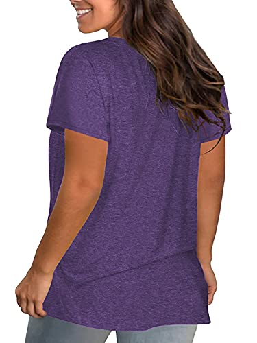 Image of DOLNINE Plus-Size Tops for Women Casual Short Sleeve Color Block T-Shirts | Basic Going Out Tees, Summer Trendy Loose Fit Tunics
