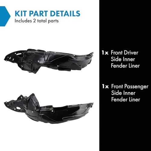 Image of TRQ Front Inner Fender Liner Set Compatible with 2006-2011 Honda Civic HO1248130 HO1249130 HO1250106 HO1251106