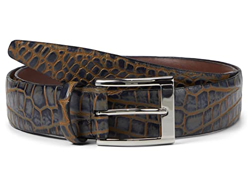 TORINO Men's 35 Mm Italian Bicolor Croc Embossed Calf