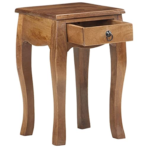 Mesas de noche de madera maciza de mango de 28x28x46 cm para dormitorios compactos 6