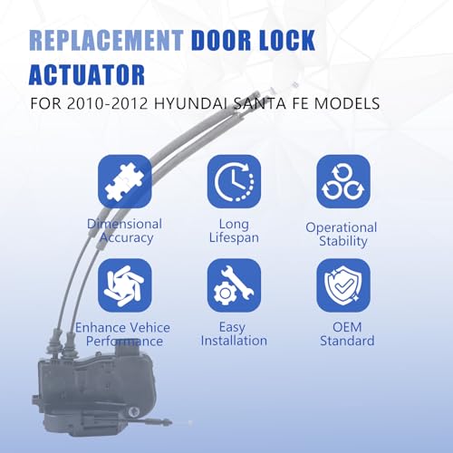 Image of Door Lock Actuator Front Left Driver Side Compatible with 2010-2012 Hyundai Santa Fe Door Latch Replacement 81310-0W000 813100W000