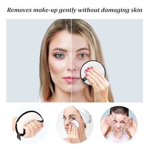 KEYRI 7 Pack Makeup Remover Pads Reusable Make Up Pads with Spa Headbands Large Double Sided Face Pads Washable Facial Towel Microfibre Cotton Face Eyes Cleansing Cloths for All Skin Type (7 Pieces) - Image 4