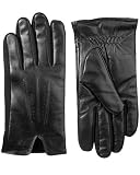 Isotoner Mens Sleek Heat Fleece Lined Touchscreen Leather Gloves Black M