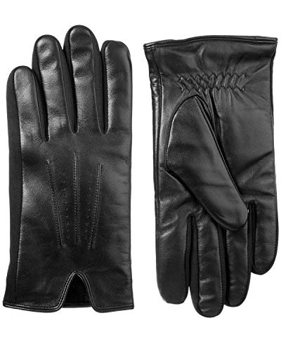 Isotoner Gants en cuir pour écran tactile Noir L