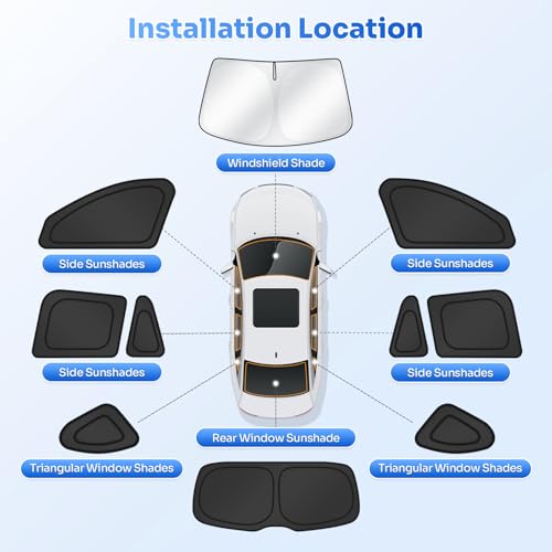 Image of Canvcle Window Shades for 2016-2022 BMW X1 F48 Accessories Windshield Sun Shade Side Rear Window Cover Sunshade Sun Visor Shield Privacy Protection for Camping Keep Vehicle Cool Black 10PCS
