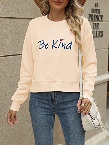 KIKIBERRY Womens Be Kind Sweatshirt Long Sleeve Saying Casual Cute Graphic T-shirt Blouse Tops 3 KIKIBERRY Womens Be Kind Sweatshirt Long Sleeve Saying Casual Cute Graphic T-shirt Blouse Tops