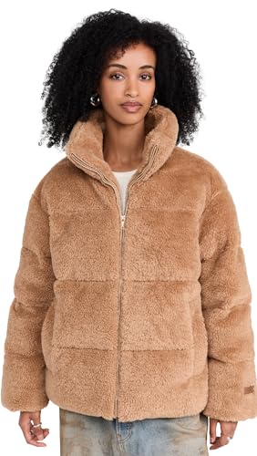 UGG Emmalyn UGGfluff パファージャケット Sサイズ UGG Women's Emmalyn UGGFLUFF Puffer Jacket, Camel at Amazon