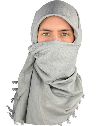 Mato & Hash Military Shemagh Tactical 100% Cotton Scarf Head Wrap - Silver CA2100-2